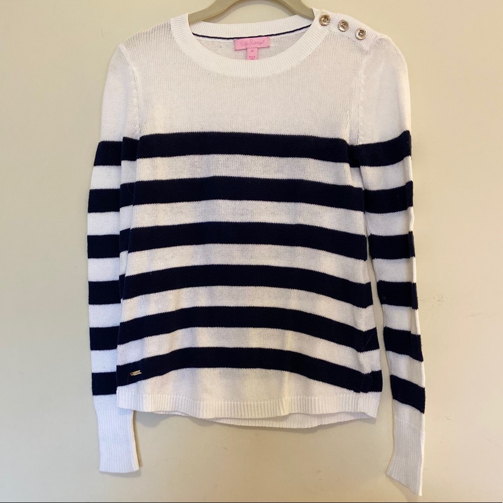 Lilly Pulitzer Navy and White Sweater Size XSmall